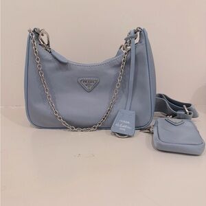 PRADA Nylon re edition 2005 shoulder bag Celeste